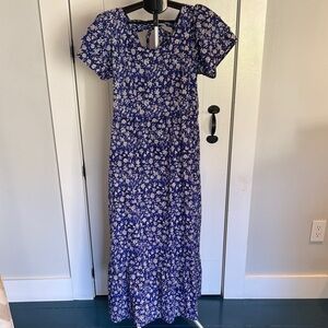 PINK CITY PRINTS Floral Blue Maxi Dress Size M